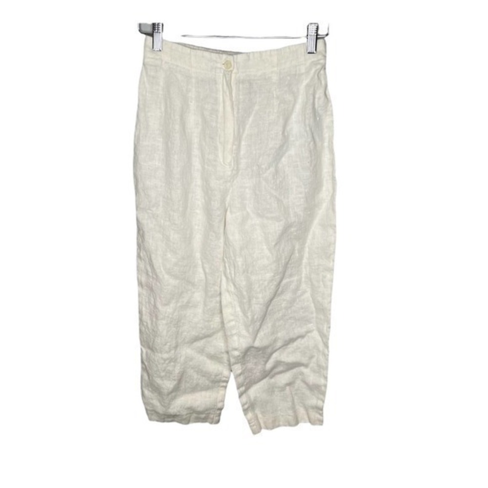 Vintage Harve Benard 100% linen white cropped pants women lightweight size 8